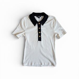 J.Crew Black and White Polo with Gold Accents